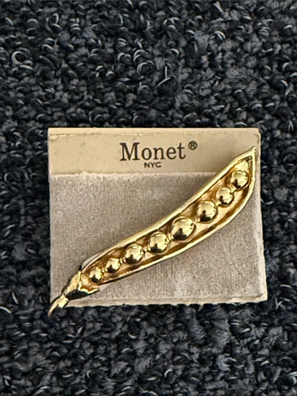 Monet Gold Peapod Pin Brooch